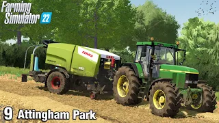 BALING STRAW IN THE BIG BARLEY FIELD Multiplayer FS22 Attingham Park Ep 9