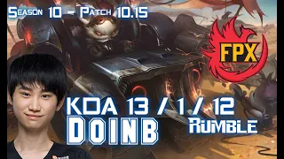 FPX Doinb RUMBLE vs YASUO Mid - Patch 10.15 KR Ranked
