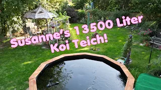 Susanne‘s selbstgebauter 13500 Liter Koi Teich.