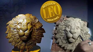 LEO | Lion face carving | Leo making | Lion sculpture | Wood carving tutorial | Wood art