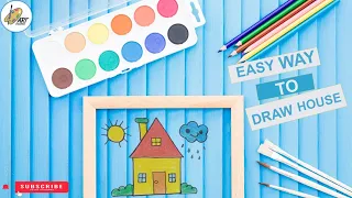 How to draw a cute house 🏠drawing //cloud  and sun drawing//easy house drawing for kids step by step