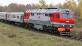 Тепловоз ТЭП70БС-177 с пригородным поездом №6657 Дно — Псков.