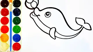 Drawing. Drawing lessons for children. How to draw a dolphin.Малюю.Уроки малювання для дітей.