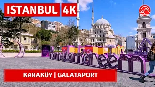 Galataport-Karakoy Tourist Heart Of The Istanbul 2023 April Walking Tour|4k 60fps