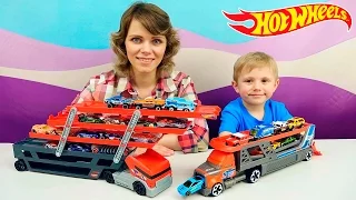 Хот Вилс Машинки для детей АВТОВОЗЫ и много машинок HOT WHEELS car transporters and race cars