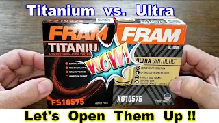 Fram Titanium FS10575 Oil Filter vs. Fram Ultra XG10575 Oil Filter Cut Open