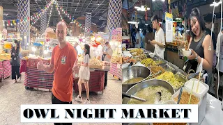 [4K TH] HUGE Street Food Night Market │ Owl Market Nonthaburi THAILAND 2024.