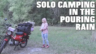 Her first time solo moto camping on a Honda Trail 125 | IN THE POURING RAIN