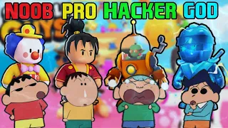 NOOB vs PRO vs HACKER vs GOD in stumble guys with shinchan and his friends 😂 | shinchan stumble guys