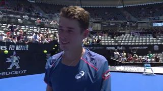 Alex de Minaur on-court interview (SF)