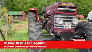 Yer: Kaynarca sanayisi... Tek çeker traktörü çift çekere çevirdiler!