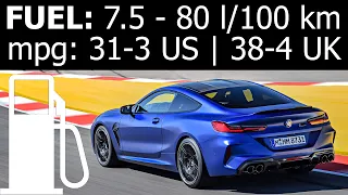 BMW M8 Coupe Competition: fuel consumption (economy) highway autobahn city (urban) mpg l/100 km