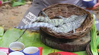 cooking baby crocodile