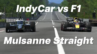 F1 vs IndyCar : Le Mans Mulsanne Straight No Chicane Top Speed Test