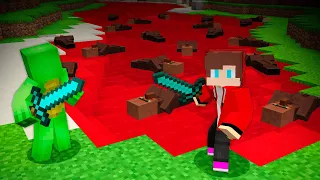 JJ AND MIKEY SURVIVES BLOOD WATER WITH THE VILLAGER IN MINECRAFT ! Mikey and JJ CURSED WATER!