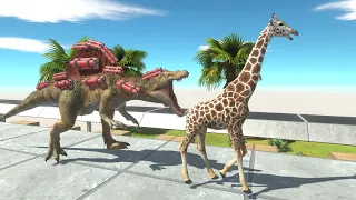 Only Fast Runners Will Escape from Spinosaurus Bomb - Animal Revolt Battle Simulator