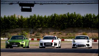 Duelo a tres Audi R8 RWS-Porsche GT3-Mercedes AMG GT-R ¿Quién gana?  - Centímetros Cúbicos