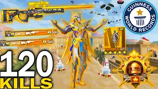 120 KILLS!!😨IN 3 MATCHES NEW WORLD RECORD W/ PHARAOH X-SUIT🥵PUBG MOBILE