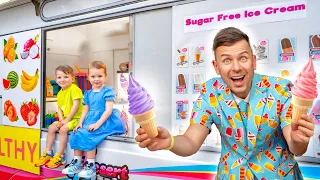 Five Kids in the Dad's Ice Cream Truck | Baby  Alex + more Children's videos