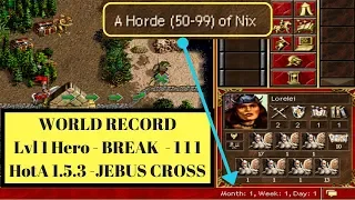 Heroes 3: Hota 1.5.3 - World Record - 111 Break -  Lvl 1 Lorelei on Jebus Cross