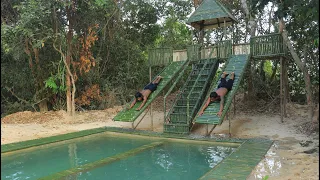 [ Full Video ] Building Water Slide To Luxury Swimming Pool Step by Step