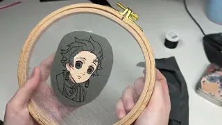 Embroidery. Kimetsu no Yaiba. Тандзиро Камадо из аниме Клинок расстекающий демонов, вышивка гладью.