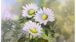 Как рисовать Ромашки и фон для цветов. Легко How to paint background .Daisies