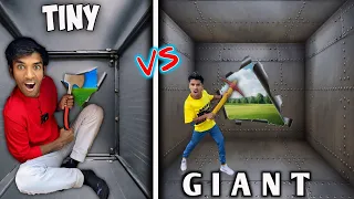 TINY VS GIANT UNBREAKABLE BOX CHALLENGE !  *TRAPPED INSIDE CHALLENGE*