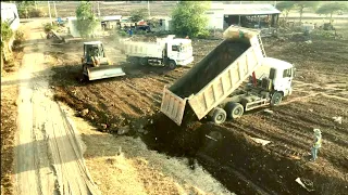 Wonderful Project Push Landfill Soil into Fields By DOZER SD16 & 25 TONS Dump Truck Operator Drivers