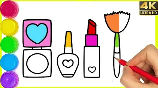 Makeup💄💋Set Drawing, Painting & Coloring for Kids | How to Draw Makeup Set | Easy Makeup Set Drawing