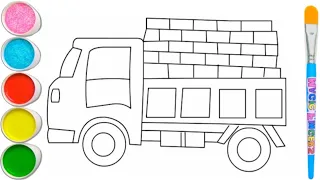 Draw a Loding Truck 4x4 Power Truck Drawing,Painting and Colouring for kids and toddlers Video