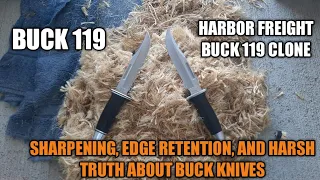 buck knife vs buck clone, harbor freight buck clone. part 3 sharpening and edge retention.