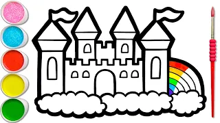 Castle on Clouds Drawing, Painting, Coloring for Kids & Toddlers | Basic Pretty Pictures #201