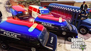 GTA 5 - Stealing Police Transporter Emergency Vehicles with Franklin! (Real Life Cars)