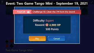 Two Game Tango Mini Game #10 | September 19 2021 Event | FreeCell Expert