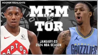 Memphis Grizzlies vs Toronto Raptors Full Game Highlights | Jan 3 | 2024 NBA Season