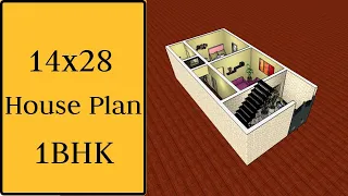 14x28 House Design 1BHK || One Bedroom House Plan || 14x28 House Plan || Small Home Design