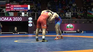 1/8 FS - 79 kg: J. HASANOV (AZE) v. O. NAZHMUDINOV (ROU)