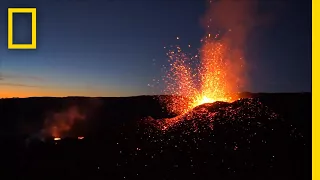 Soar Over a Red Hot Volcanic Eruption | National Geographic