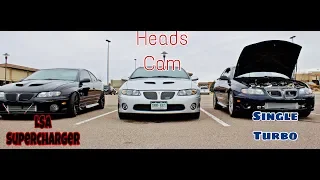 3 GTOS 3 COMPLETELY DIFFERENT CARS! HEADS CAM VS SINGLE TURBO VS LSA SUPERCHARGED GTO