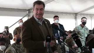 Bavarian Minister President gives speech to Soldiers at Grafenwoehr Training Area