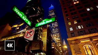 NEW YORK CITY tour, Night Walk in Manhattan 4K, City ambience
