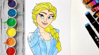 How to draw Elsa from Frozen | Disney Princess #frozen #elsa #disney #disneyjunior #art #viral
