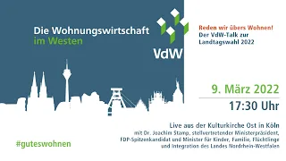 Reden wir übers Wohnen! VdW-Talk mit FDP-Spitzenkandidat Dr. Joachim Stamp am 9.3.2022
