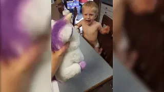 Watch Happy Toddler Get Instantly Terrified By Feisty Pet Toy