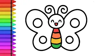 cute butterfly easy drawing and colouring  for kids and toddlers || CUTE BUTTERFLY 🦋