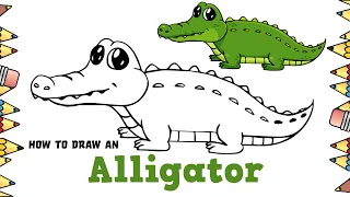 How To Draw a Cute Cartoon Alligator (Easy and Step By Step)