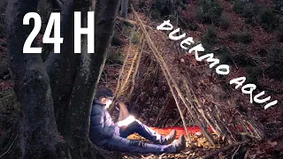 🌲24h SOLO en el BOSQUE 🍁Refugio de supervivencia🍁