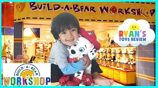 Ryan ToysReview's First Build A Bear Workshop with Paw Patrol Chase and Marshall