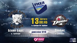 УМХЛ U16 Білий Барс БВУФК (Бровари) - Донбас (Донецьк) 13.02.2020 LIVE